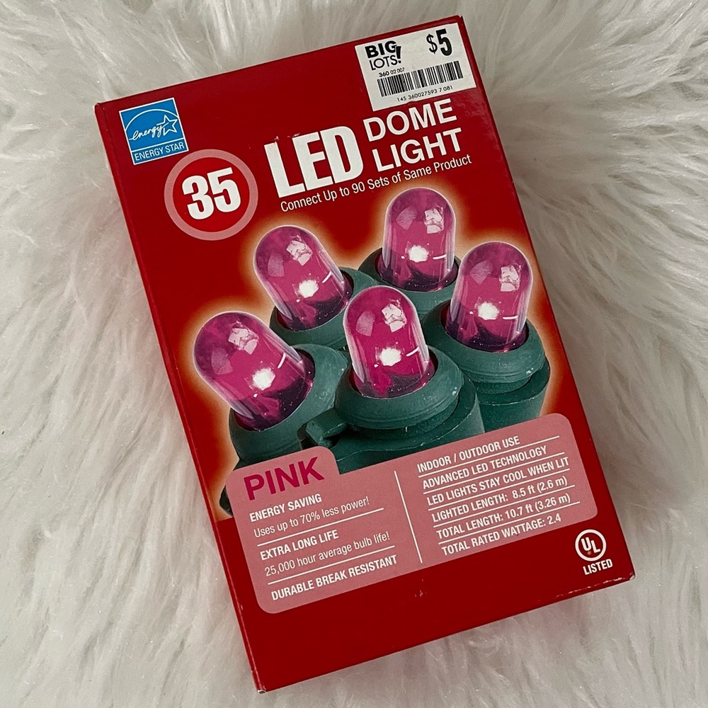 3 Boxes 35 Pink LED Dome Energy Savings uses up to 70% less power Indoor/Outdoor